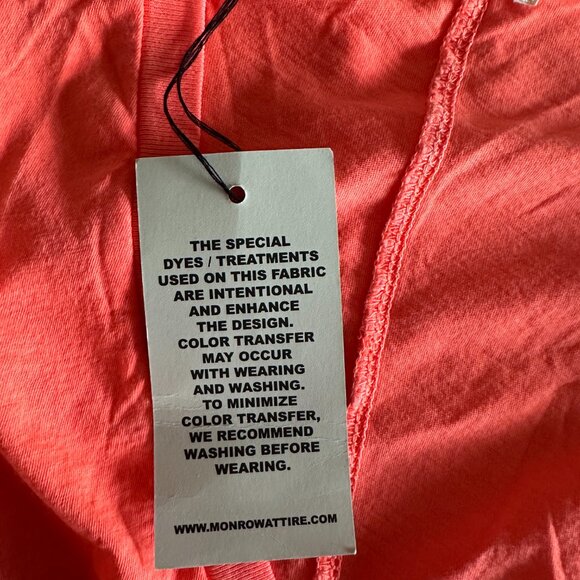 Monrow Neon Orange Cotton T-Shirt Womens Size S V Neck - Picture 5 of 7